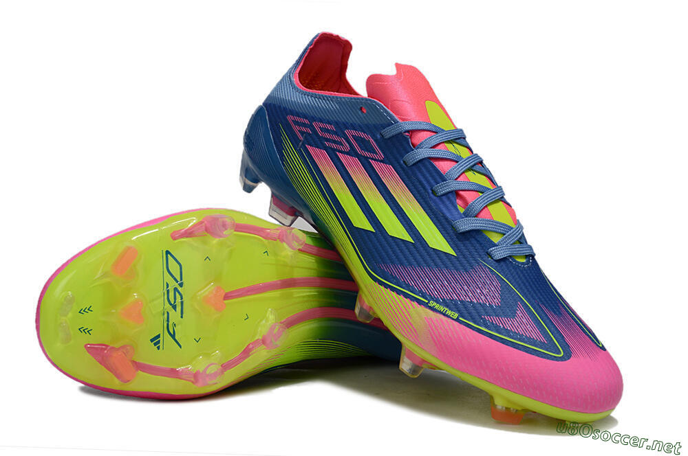 Unisex Adidas F50 Elite FG Football Boots - Blue/Yellow/Pink 4