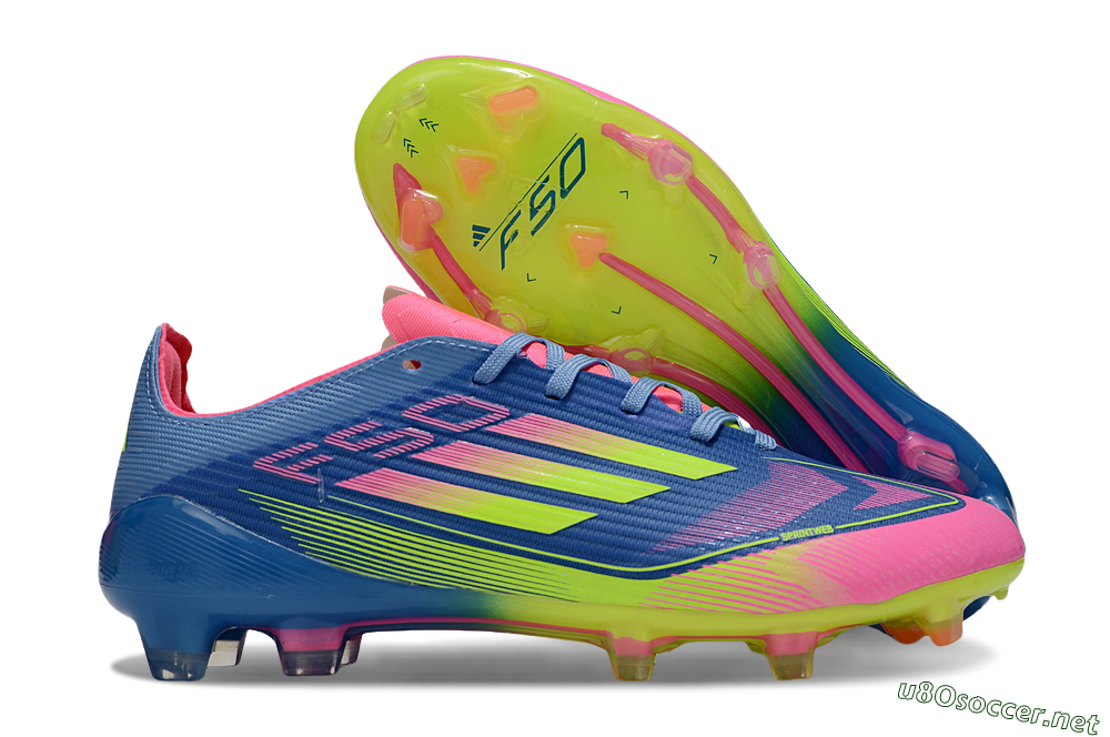 Unisex Adidas F50 Elite FG Football Boots - Blue/Yellow/Pink 2