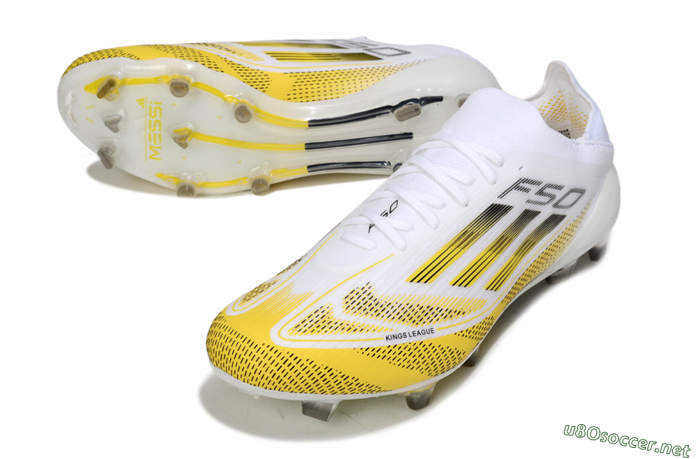 Men's Adidas F50 Elite FG Football Boots - White/Yellow/Black 3