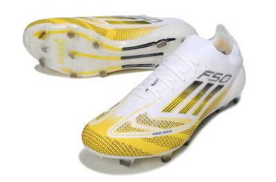 Men's Adidas F50 Elite FG Football Boots - White/Yellow/Black