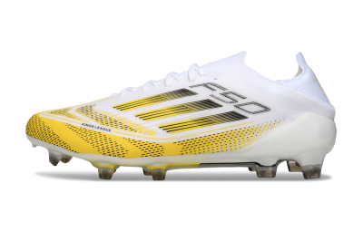 Men's Adidas F50 Elite FG Football Boots - White/Yellow/Black