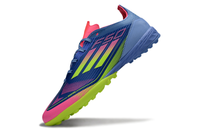 Unisex Adidas F50 Pro TF Football Shoes - Blue/Yellow/Pink