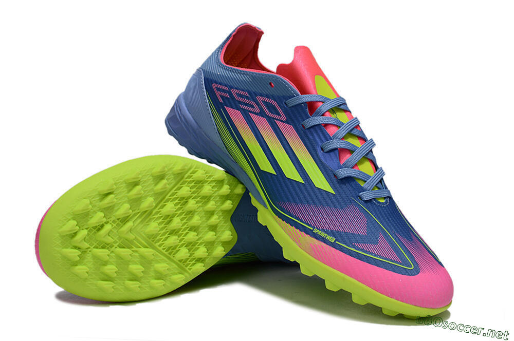 Unisex Adidas F50 Pro TF Football Shoes - Blue/Yellow/Pink 4
