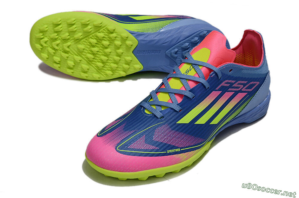 Unisex Adidas F50 Pro TF Football Shoes - Blue/Yellow/Pink 3