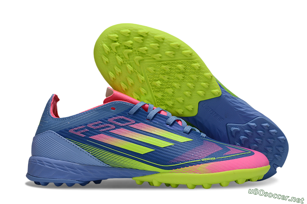 Unisex Adidas F50 Pro TF Football Shoes - Blue/Yellow/Pink 2