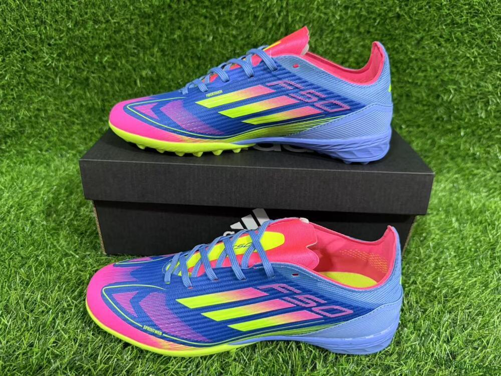 Unisex Adidas F50 Pro TF Football Shoes - Blue/Yellow/Pink