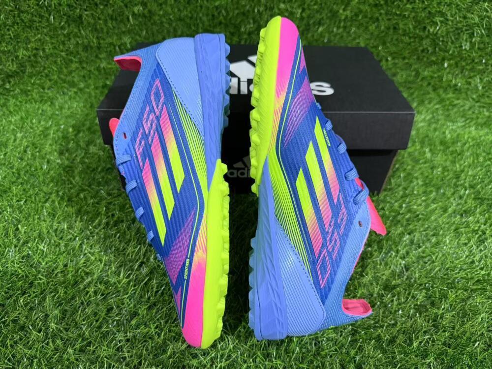 Unisex Adidas F50 Pro TF Football Shoes - Blue/Yellow/Pink