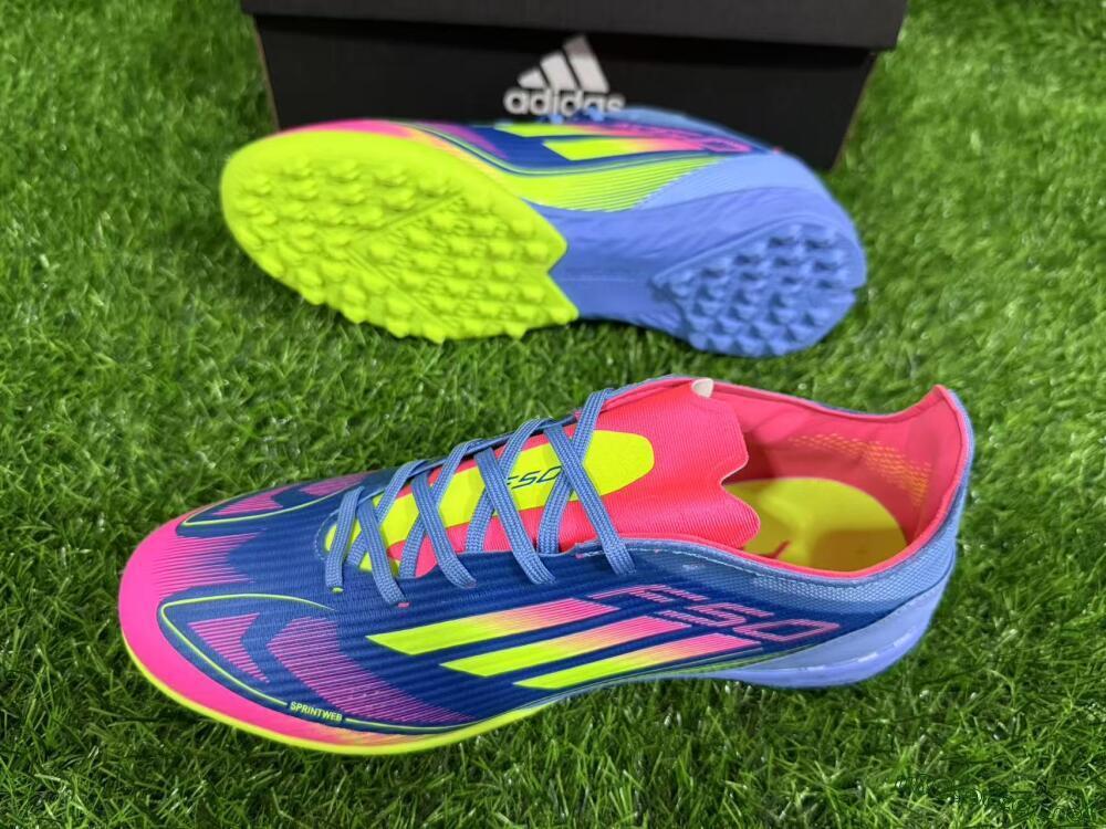 Unisex Adidas F50 Pro TF Football Shoes - Blue/Yellow/Pink