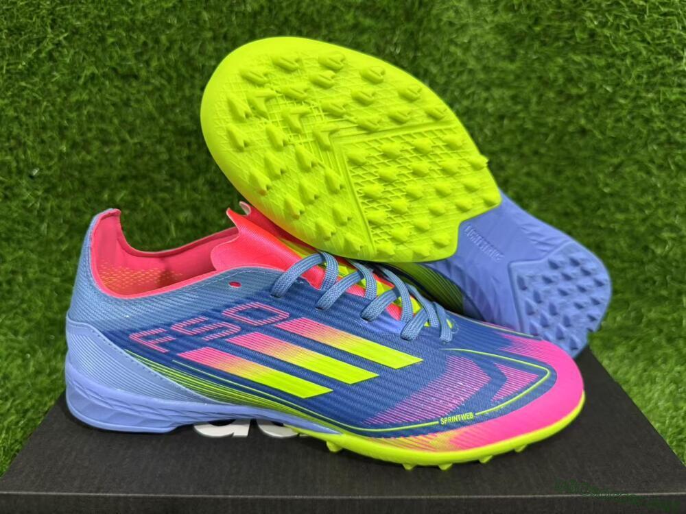 Unisex Adidas F50 Pro TF Football Shoes - Blue/Yellow/Pink