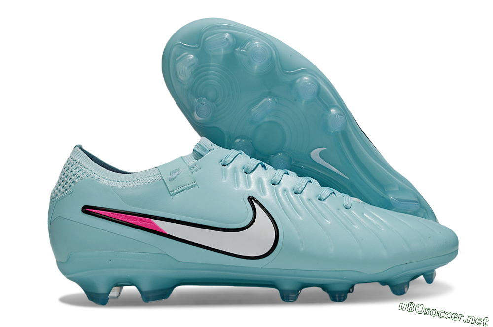 Unisex Nike Tiempo Legend 10 Elite FG Football Boots - Jade/White/Pink 2