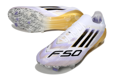 Men's Adidas F50 Elite FG Football Boots - White/Purple/Gold