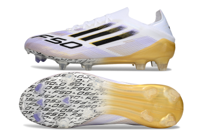 Men's Adidas F50 Elite FG Football Boots - White/Purple/Gold