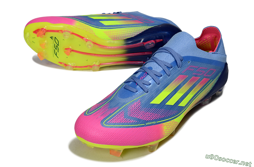 Men's Adidas F50 Elite FG Football Boots - Blue/Yellow/Pink 3