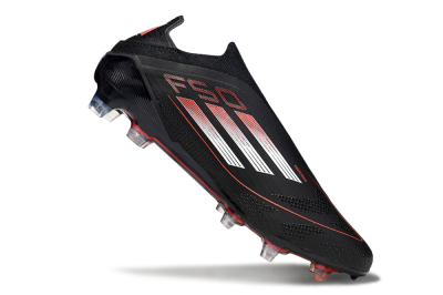 Men's Adidas F50 Elite Laceless FG Football Boots - Black/Silver/Red