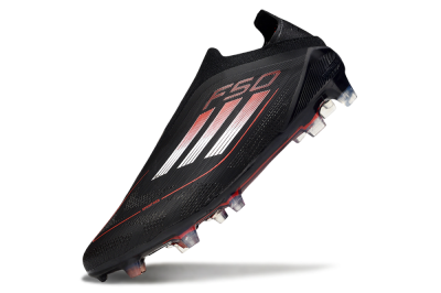 Men's Adidas F50 Elite Laceless FG Football Boots - Black/Silver/Red