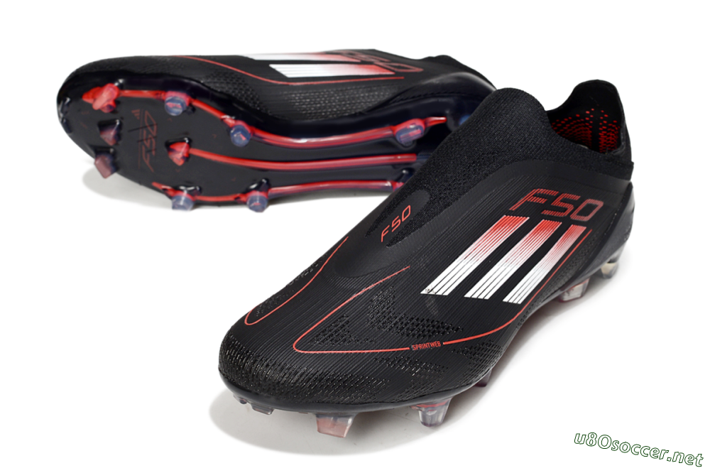 Men's Adidas F50 Elite Laceless FG Football Boots - Black/Silver/Red 3