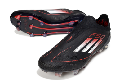 Men's Adidas F50 Elite Laceless FG Football Boots - Black/Silver/Red