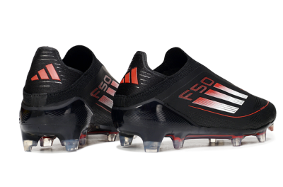 Men's Adidas F50 Elite Laceless FG Football Boots - Black/Silver/Red