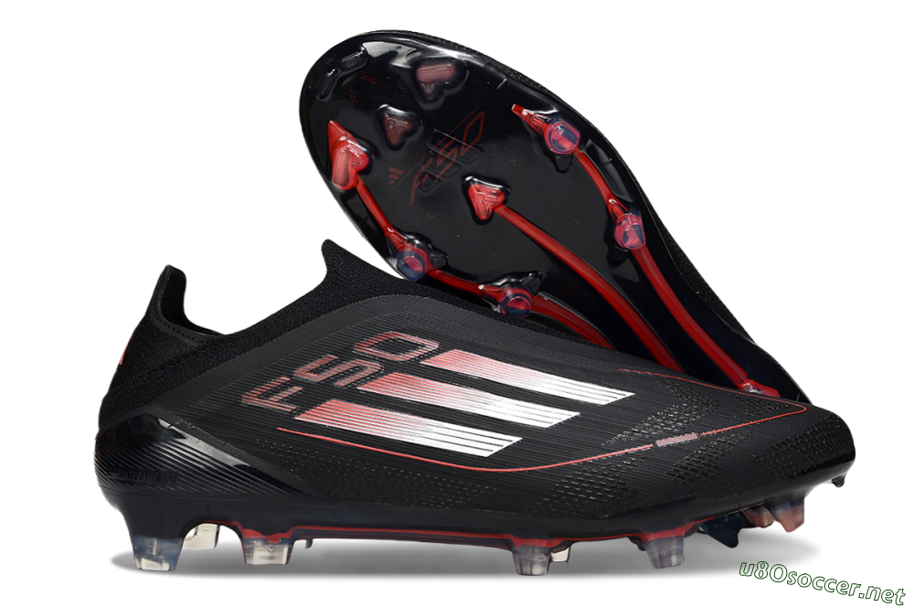 Men's Adidas F50 Elite Laceless FG Football Boots - Black/Silver/Red 2