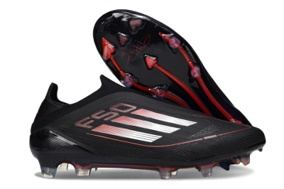 Men's Adidas F50 Elite Laceless FG Football Boots - Black/Silver/Red