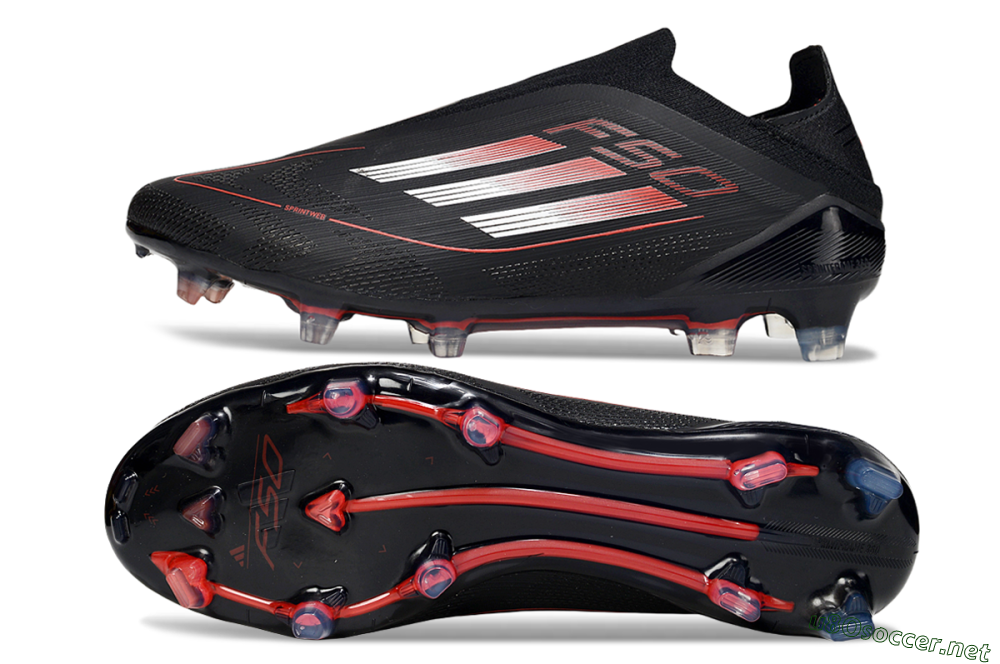 Men's Adidas F50 Elite Laceless FG Football Boots - Black/Silver/Red 1