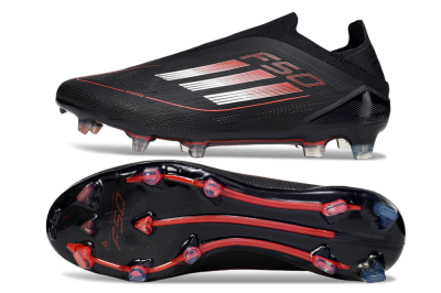 Men's Adidas F50 Elite Laceless FG Football Boots - Black/Silver/Red