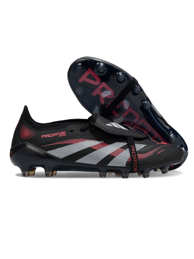 Unisex Adidas Predator 25 Elite Foldover Tongue AG Football Boots - Black/Red/Silver