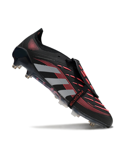 Unisex Adidas Predator 25 Elite Foldover Tongue AG Football Boots - Black/Red/Silver