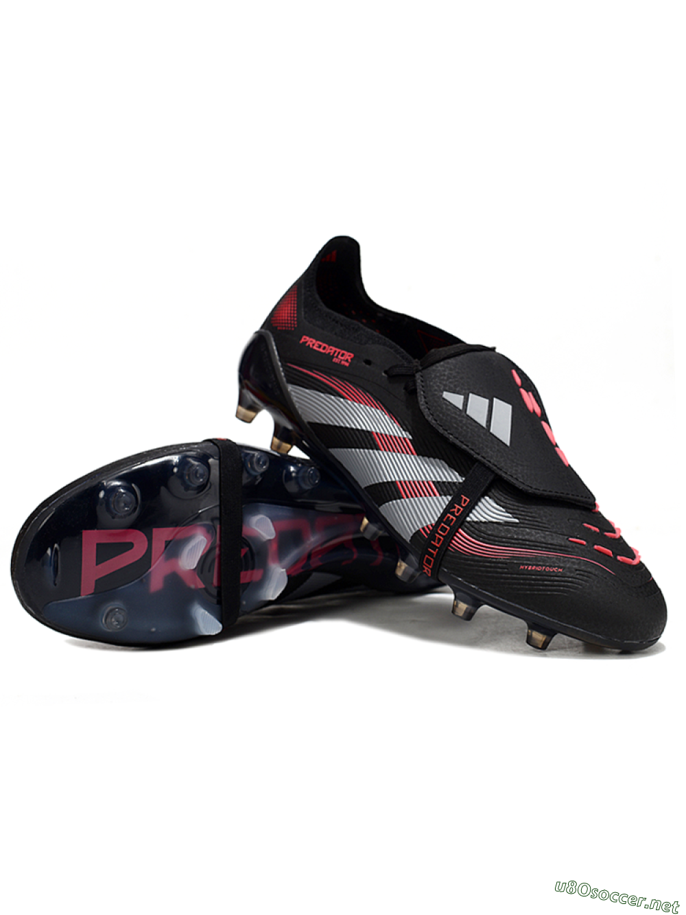 Unisex Adidas Predator 25 Elite Foldover Tongue AG Football Boots - Black/Red/Silver 3