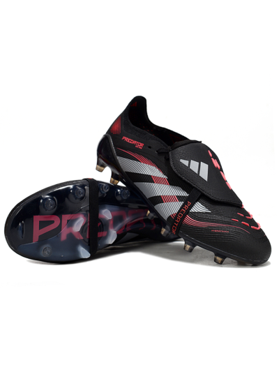Unisex Adidas Predator 25 Elite Foldover Tongue AG Football Boots - Black/Red/Silver