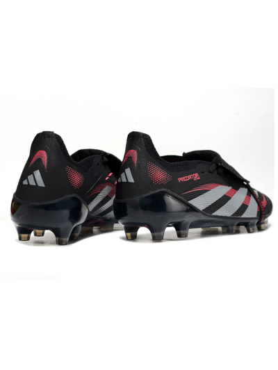 Unisex Adidas Predator 25 Elite Foldover Tongue AG Football Boots - Black/Red/Silver