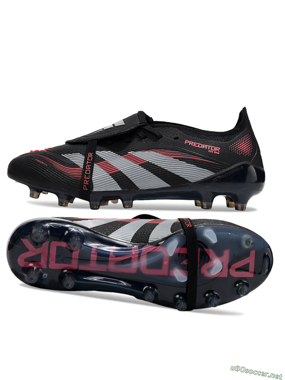 Unisex Adidas Predator 25 Elite Foldover Tongue AG Football Boots - Black/Red/Silver 1