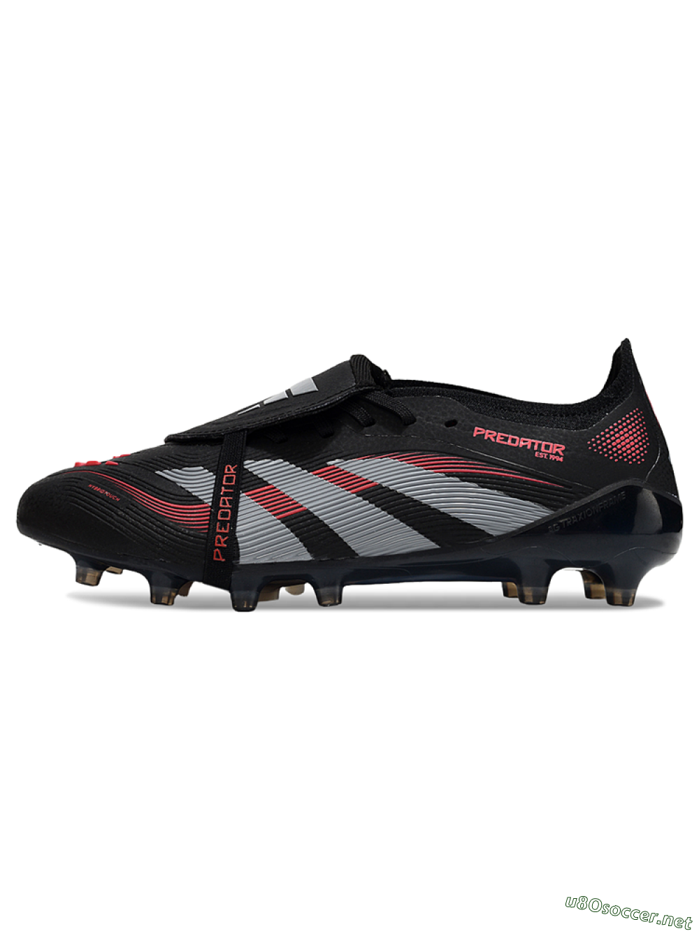 Unisex Adidas Predator 25 Elite Foldover Tongue AG Football Boots - Black/Red/Silver 0