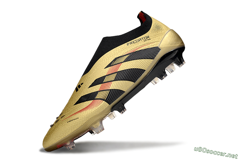 Men's Adidas Predator 25 Elite Laceless FG Football Boots - Gold/Black/Red 5