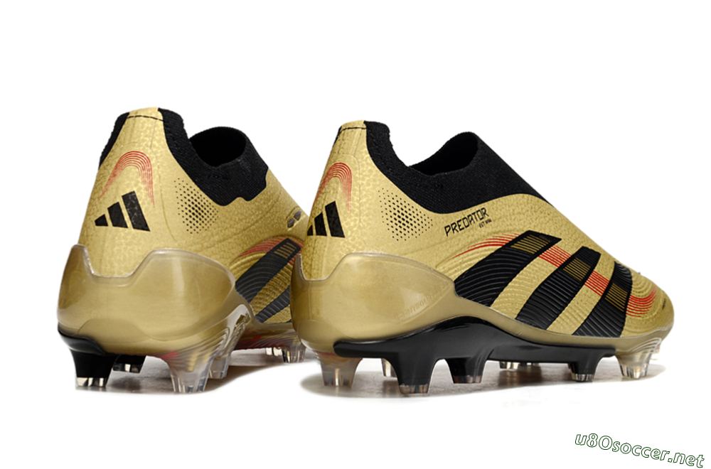 Men's Adidas Predator 25 Elite Laceless FG Football Boots - Gold/Black/Red 6