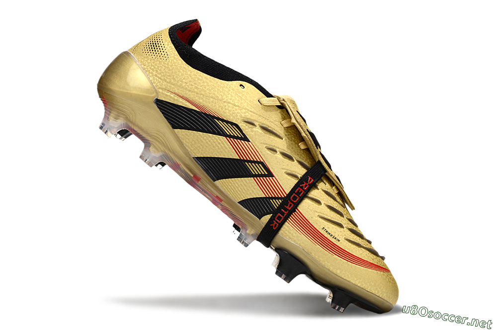 Unisex Adidas Predator 25 Elite Foldover Tongue FG Football Boots - Gold/Black/Red 4
