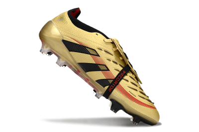 Unisex Adidas Predator 25 Elite Foldover Tongue FG Football Boots - Gold/Black/Red