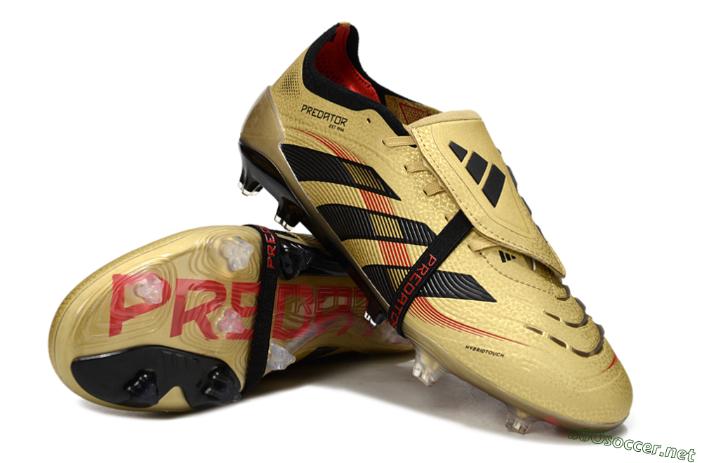 Unisex Adidas Predator 25 Elite Foldover Tongue FG Football Boots - Gold/Black/Red 3