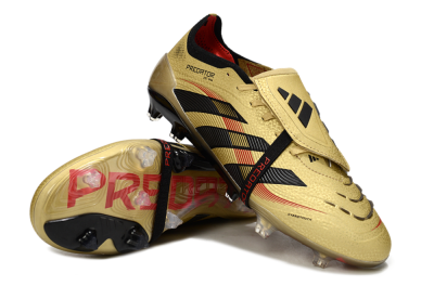 Unisex Adidas Predator 25 Elite Foldover Tongue FG Football Boots - Gold/Black/Red