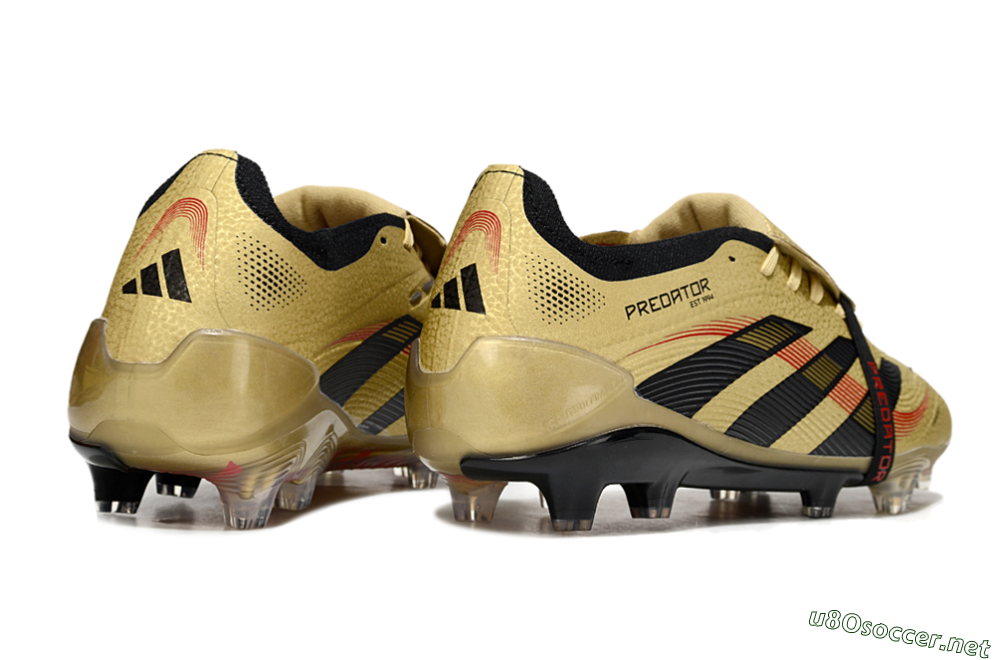 Unisex Adidas Predator 25 Elite Foldover Tongue FG Football Boots - Gold/Black/Red 6