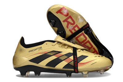 Unisex Adidas Predator 25 Elite Foldover Tongue FG Football Boots - Gold/Black/Red