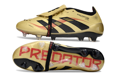 Unisex Adidas Predator 25 Elite Foldover Tongue FG Football Boots - Gold/Black/Red