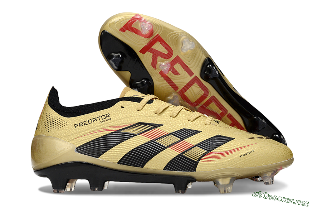 Unisex Adidas Predator 25 Elite FG Football Boots - Gold/Black/Red 2