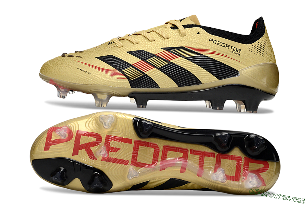 Unisex Adidas Predator 25 Elite FG Football Boots - Gold/Black/Red 1