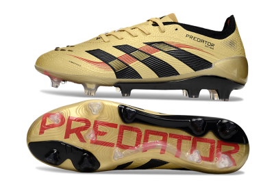 Unisex Adidas Predator 25 Elite FG Football Boots - Gold/Black/Red