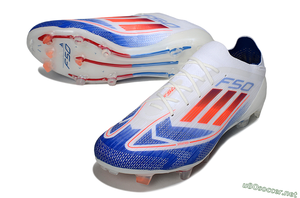 Men's Adidas F50 Elite FG Football Boots - White/Blue/Red 3