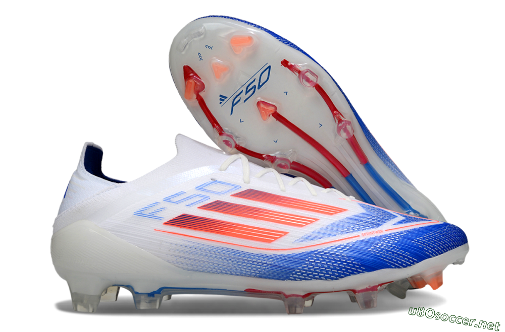 Men's Adidas F50 Elite FG Football Boots - White/Blue/Red 2