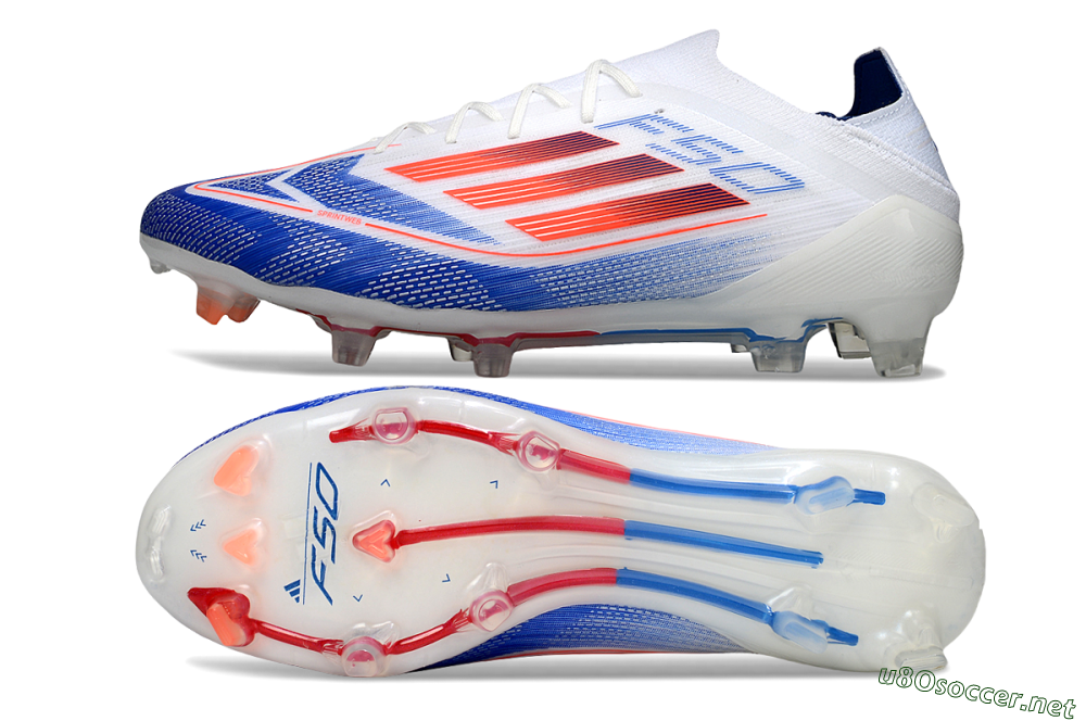 Men's Adidas F50 Elite FG Football Boots - White/Blue/Red 1