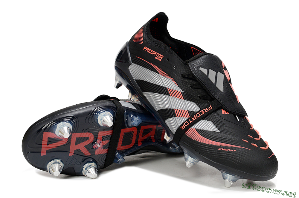 Men's Adidas Predator 25 Elite Foldover Tongue SG Football Boots - Black/Red/Silver 3