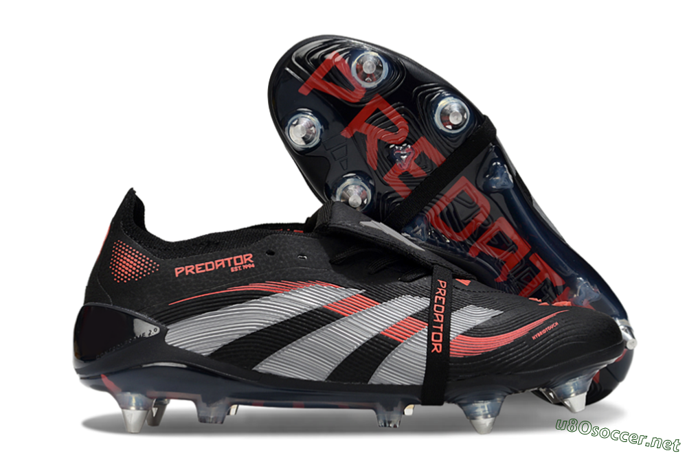 Men's Adidas Predator 25 Elite Foldover Tongue SG Football Boots - Black/Red/Silver 2